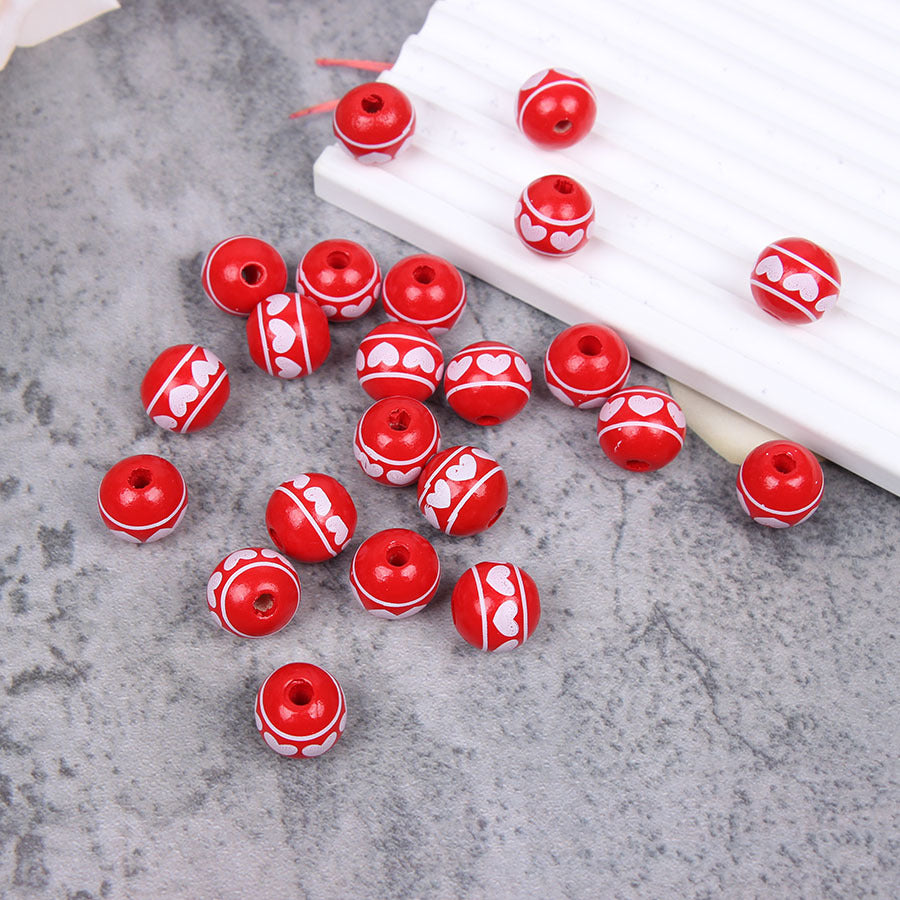 Wholesale 20PCS DIY Valentine's Day Love Color Tassels Twine Wooden Beads